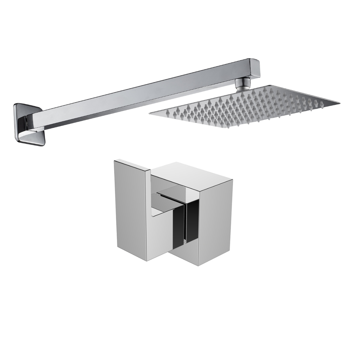 Kit Ducha 20x20 Slim Parede Cromado+acabam Registro Piscina - 1