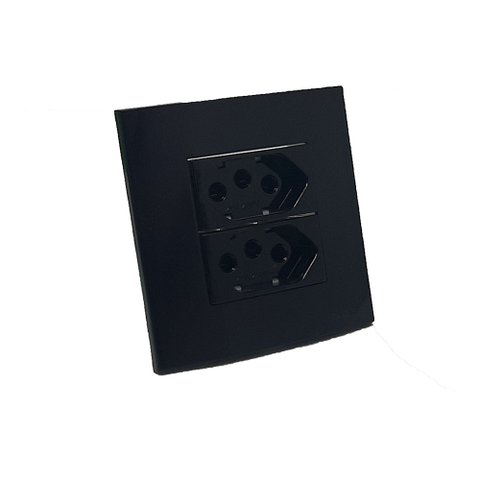 Mini Espelho 2 Tomadas 10A para Moveis Embutir Margirius SLEEK 80X80 Preto