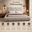 Ver imagem 3 de Conjunto Cama Casal Cabeceira Star Divani Bouclé Premiun Detalhes em Courino Luxouso Moderna Elegant
