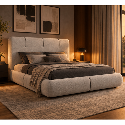 Conjunto Cama Casal Cabeceira Star Divani Bouclé Premiun Detalhes em Courino Luxouso Moderna Elegant