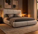 Ver imagem 1 de Conjunto Cama Casal Cabeceira Star Divani Bouclé Premiun Detalhes em Courino Luxouso Moderna Elegant