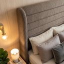 Ver imagem 4 de Cabeceira Cama Casal King Duna 195cm Orgânica Curva Bouclê Cappuccino - Vimont Moveis