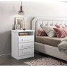 Mesa de Cabeceira 3 Gavetas Roma Branco - Lanza - 4