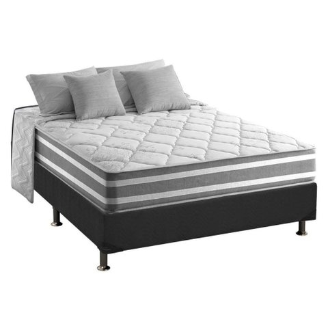 Cama Box Casal: Colchão Molas Ensacadas Duo Sono + Base Crc Suede Gray (138x188)