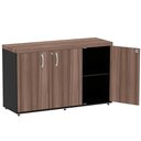 Ver imagem 2 de Armário Baixo Credenza PE40 Pandin 121,50 cm (largura) em MDP Cor Walnut e Preto com Três Portas