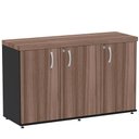 Ver imagem 1 de Armário Baixo Credenza PE40 Pandin 121,50 cm (largura) em MDP Cor Walnut e Preto com Três Portas