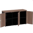 Ver imagem 4 de Armário Baixo Credenza PE40 Pandin 121,50 cm (largura) em MDP Cor Walnut e Preto com Três Portas