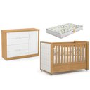 Ver imagem 1 de Berço Americano com Capitonê New Boucle e Cômoda Infantil Tutto New Freijó e Colchão Gazin - Matic