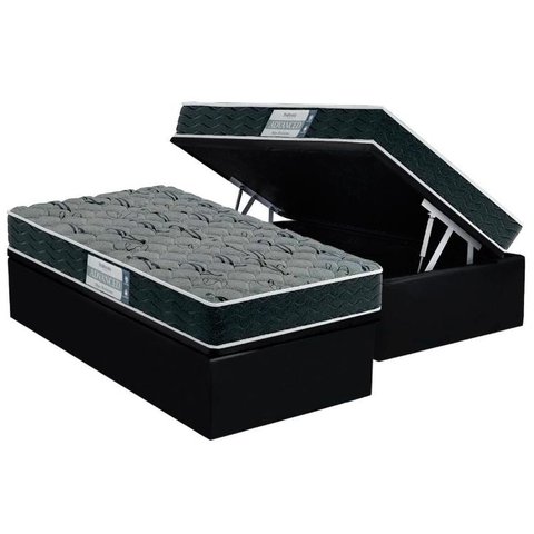 Cama Box Baú Solteiro: Colchão Espuma Probel D33 ProDormir Advanced Mega Resistente + Base CRC Suede