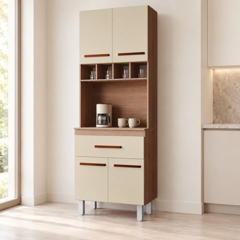 Paneleiro Cozinha Torre Quente Armário 60cm Savana/Off White