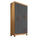Ver imagem 2 de Guarda Roupa Solteiro Modena com 4 Portas e Armário Multiuso Recife Carvalho Americano Grafite – Inc