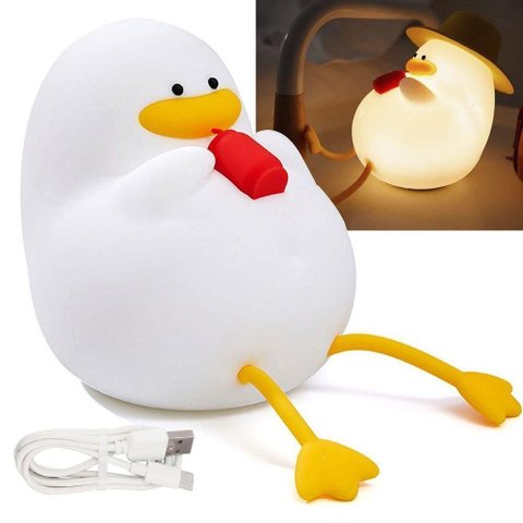 Abajur Patinho Fofo Touch Muda de Cor Recarregável USB Amarelo Mundo Lgbt