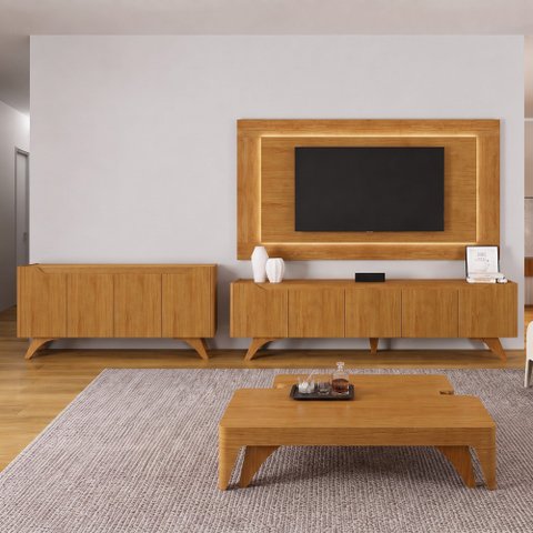Conjunto Sala de Estar Atenas Naturalle 220 cm Mavaular