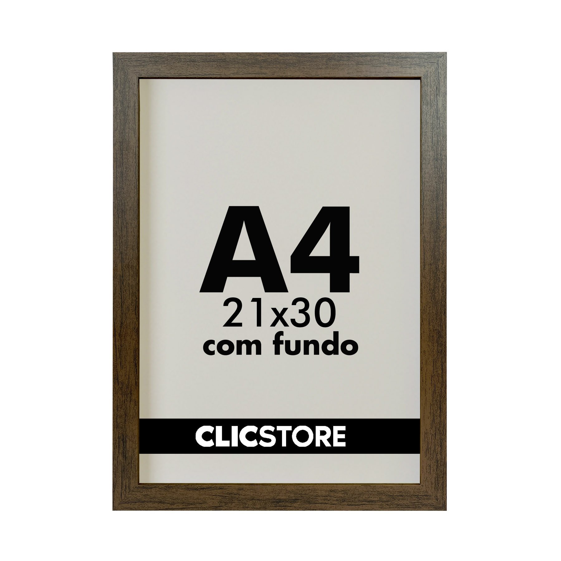 Kit 03 Moldura A4 21x30cm com Fundo Quarto Sala Certificado Alvara Quadro Decorativo Cor:tabaco