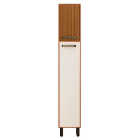 Paneleiro Simples 2 Portas 218x40 cm Malta Freijo Ripado Off Acetinado Poliman