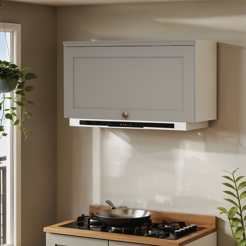 Armário Aéreo Basculante para Cozinha 1 Porta Provençal Iluminata Branco/Fendi