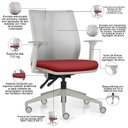 Ver imagem 2 de Cadeira de Escritório Giratória Diretor Flow F02 Base Cinza Sintético Vermelho - Lyam Decor