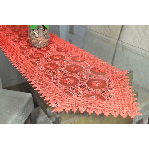 Caminho 1,80m de Guipir - Vermelho Arte & Tear Caminho de Mesa