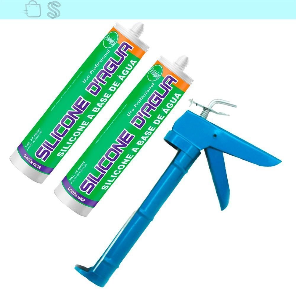 Kit 2 Silicone Branco Selante Acrílico Base Água e Aplicador - 1