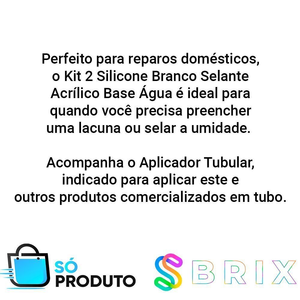 Kit 2 Silicone Branco Selante Acrílico Base Água e Aplicador - 3