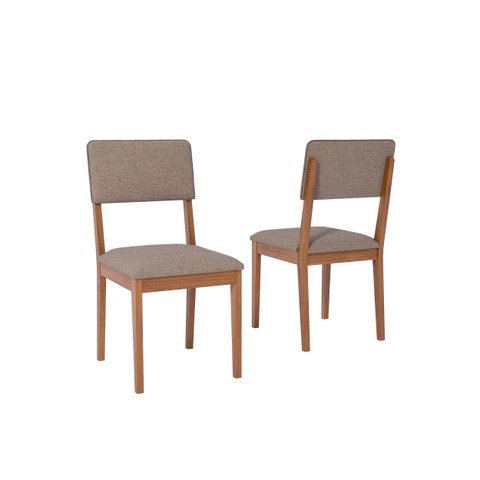 Kit 2 Cadeiras para Sala de Jantar Sabiá Marrom/Cinamomo/Bege