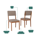 Ver imagem 3 de Kit 2 Cadeiras para Sala de Jantar Sabiá Marrom/Cinamomo/Bege
