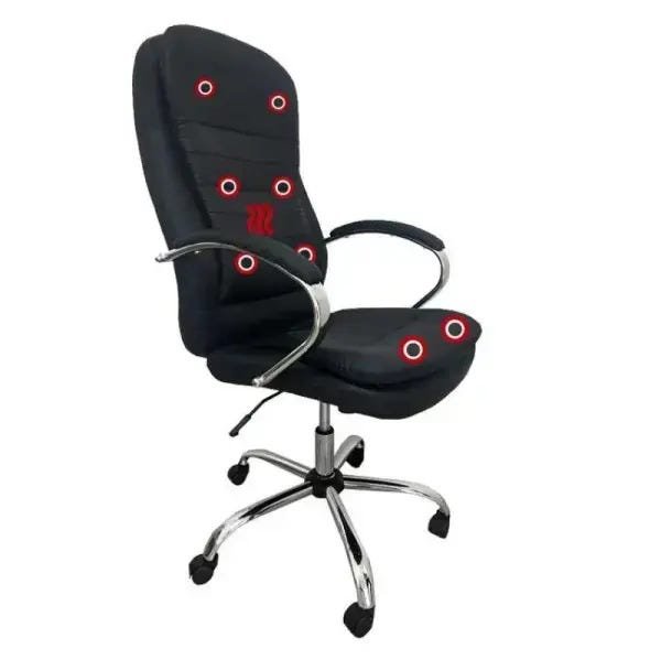 Cadeira Presidente Pelegrin PEL-8128 Dispositivo de Massagem Couro Pu Preta - 1