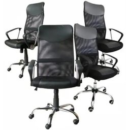 Kit  4 Cadeiras Presidente em Tela Mesh Pel-8009 Preta - 2