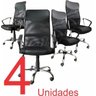 Kit  4 Cadeiras Presidente em Tela Mesh Pel-8009 Preta - 1