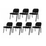 Kit com 7 Cadeiras Secretária em Tecido PEL-304F Pretas Empilháveis - 1