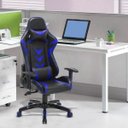 Ver imagem 1 de Cadeira Gamer Pelegrin em Couro Pu Reclinável Pel-3003 Preta e Azul