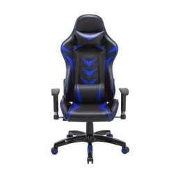 Cadeira Gamer Pelegrin em Couro Pu Reclinável Pel-3003 Preta e Azul - 3