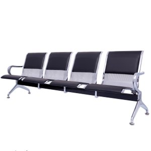 Cadeira Longarina Aeroporto Cromada com Estofado 4 Lugares