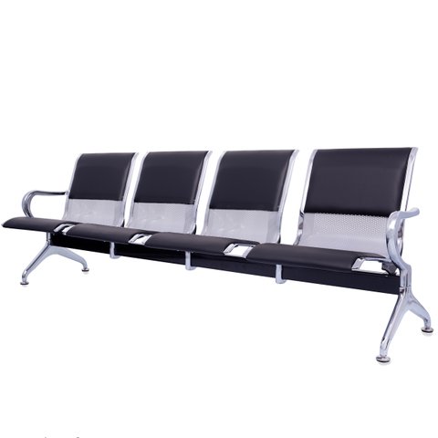 Cadeira Longarina Aeroporto Cromada com Estofado 4 Lugares