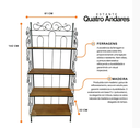 Ver imagem 6 de Estante Industrial 4 Prateleiras Ferro e Madeira Rústica para Livros e Decoração Sala e Escritório