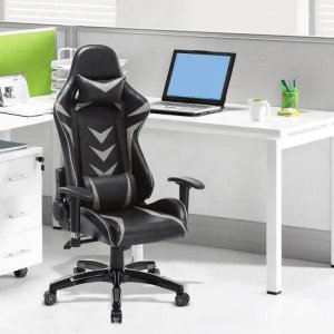Cadeira Gamer Pelegrin em Couro Pu Reclinável Pel-3003 Preta e Cinza