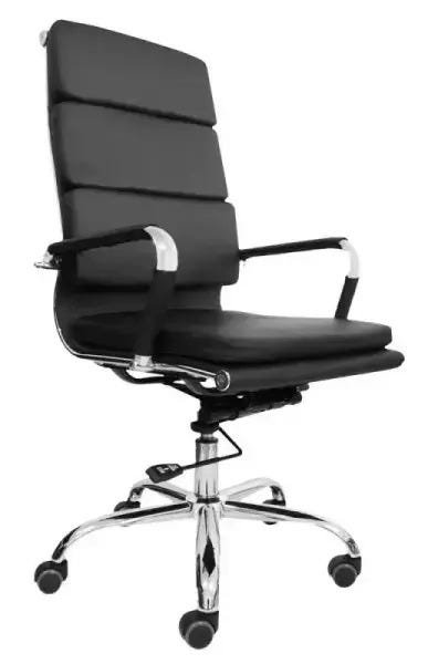 Cadeira Presidente Design Charles Eames em Couro Pu Preta Pelegrin PEL-7089H3 - 1