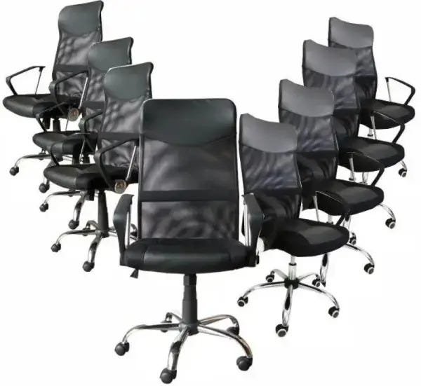 Kit com 8 Cadeiras Presidente em Tela Mesh PEL-8009 Preta - 2
