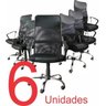 Kit com 6 Cadeiras Presidente em Tela Mesh PEL-8009 Preta - 1