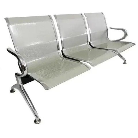 Cadeira Longarina Aeroporto Cromada 3 Lugares