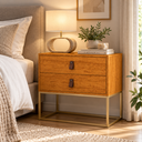 Ver imagem 1 de Mesa Unic 60cm Cabeceira de Cama Quarto Solteiro Base Ferro:Naturalle/Dourado