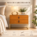 Ver imagem 2 de Mesa Unic 60cm Cabeceira de Cama Quarto Solteiro Base Ferro:Naturalle/Dourado
