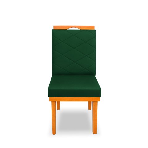 Cadeira Ana Matelassê Tecido Suede com Base Fixa de Madeira Maciça e Puxador Castanho:verde