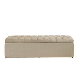 Baú Calçadeira Estofada Imperatriz 100 Cm Suede Bege - 1