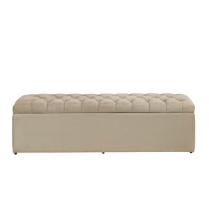 Baú Calçadeira Estofada Imperatriz 100 Cm Suede Bege