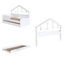 Ver imagem 2 de Cama Infantil Moldura Casinha para Colchão 0,88 x 1,88 Cor Branco com Cama Auxiliar