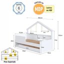 Ver imagem 6 de Cama Infantil Moldura Casinha para Colchão 0,88 x 1,88 Cor Branco com Cama Auxiliar