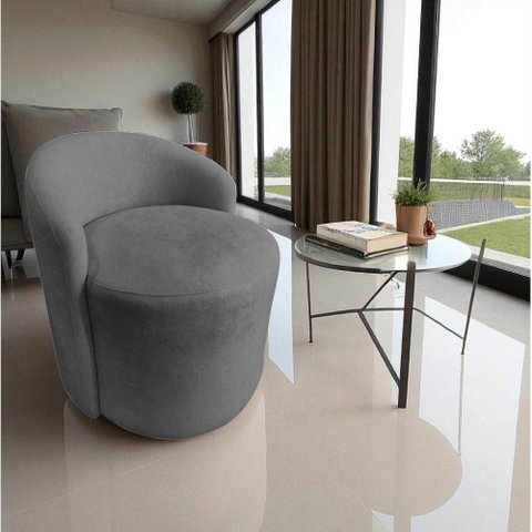 Poltrona Decorativa Yara Orgânica Suede Cinza