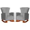 Ver imagem 1 de Kit 2 Poltronas Estofada Balanço Melinda Linho Cinza