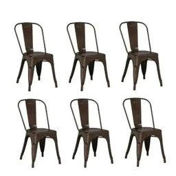 Kit 6 Cadeiras Design Tolix Metal Pelegrin Pel-1518 Cor Bronze - 1